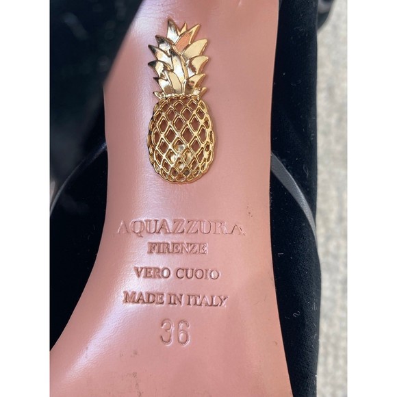 Aquazzura Elena Velvet Ankle Lace-Up Boots in Black Size 36 - Picture 11 of 11